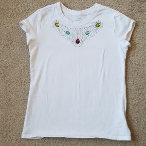 ❤4/$20 Faded Glory White Tshirt w/ Sparkles & Gems